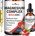 Magnesium Glycinate Liquid 400mg, Asorpsi Tinggi Kompleks Magnesium Magnesium dengan Vitamin B6, D, C untuk mendukung Sleep, Muscle, Nerve Health, Non-GMO Gluten Free Vegan (2 Fl Oz / Strawberry)