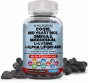 L- Lysine Coq10 Alpha Lipoic Acid Gummies Red Yeast Rice Magnesium Gummy for Dewata dan Anak-anak - Acid Acid Omega 3 Niacin Zinc Vitamin K2 D3 B3 - Vitamin untuk Perempuan dan Pria - 60 Gummy Bears