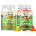 Bundle of Omega DHA Gummies for Kids - Fatty Acids Omega 3 6 9 - Vitamin C for Brain, Imunity & Vision and Vitamin D Gummies for Kids - 1000 IU Per Serving - Imune Dukung Muscle Teeth & Bone Health