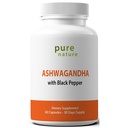 Alam Suci Ashwagandha dengan Pepper Hitam Ekstrak 60 Veggie Capsules