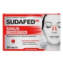Sudafed PE Sinus Contraffic Relief Table, Maximum Power, Non-Drowsy 10 mg Phenylephrine HCI Deconongestant for Sinus Tekanan & Nasal Contraffic Relief, Dikarenakan Cold atau Allergies, 36