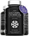 Glucosamin Chondroitin MSM dengan Turmeric - Perbaikan Dukungan Kekuatan Tinggi untuk Pria & Perempuan - 90 Capsules - 1500mg Glucotamine Sulstain per Serving