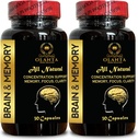Dukungan Memori Otak - Dukungan Fungsi Memori, Ginkgo Biloba Organik, Mendukung Kesehatan Otak, Produktivitas & Imune Dukungan, Depansemen Memori - 2 Botol 60 Kapsul