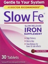 Slow Fe Iron Supplement - Peluncuran Tablet, Potensi Tinggi, Lembut pada Sistem Anda, 30 Tablet (Paket 3)