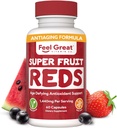 Feel Great Vitamin Superfruit Reds - Antioxidant Superfood with Polyphenols for Anti- Aging & Imune Support - Acai, Mangosteen, Pomegranate, Blueberry & Much More - 60 Capsules