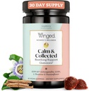 Winged Wellness Calm & Collected, Stress Relief Gummies - Stress Support with KSM-66 Ashwagandha, L- Theanine, GABA & Passionflower - Vegan & Gluten- Free Gummy - Raspberry, 42 Count