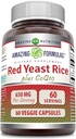 Amazing Formulas Red Yeast Rice 600 Mg Plus Coq10 50 Mg 124; Veggie Capsules Supplement; Non-GMO 124; Gluten Free 124; Dibuat di USA (60 Count)
