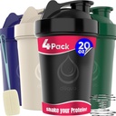 4 Paket, 20 oz Shaker Bottles dengan Wire Whisks untuk Protein Mixes 124; Blender Blender Berlubang Kemeja Koper; BPA-Free & Dishwatter Aman 124; Botol Shaker 124; Piala Shaker untuk getar Botol Kemasan