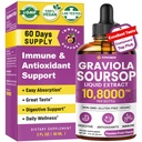 Liquid Graviola Soursop Extract - Soursop Bitters, Dukung Imune, Relax, Liver and Sleep, Sugar & Alcohol-Free, Sangat Absorbable Formula, Passion Fruit Flavor, 2 Fl Oz