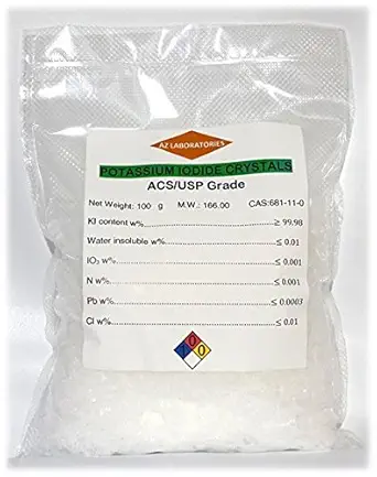 Potasium Iodide, USP Tingkat 100 gram. Denda Kristal