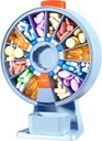 Zoksi Large Pill Organizer, Kotak Pil Harian selama 7 atau 14 Hari, Wall-Mountable Pill Dispenser Hold for Medicine, Vitamin atau Suplemen, Kasus Pil Mingguan dengan Easy Press Button (Biru)