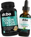 Colon Cleanser Detox & Chlorofil Liquid Drops - 15 Day Colon Cleanse Pill with Ginger, Liquid Chlorofil Drops Odor Body Detox Internal Deodorant - Bowel Movement Suppport Intestinal Gut