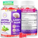 Aswagandha Gummies - Organik Ashwagandha & Lions Mane Gummies untuk Orang dewasa dengan 4 Adaptogenic Herb untuk Stress, Kognitive & Imune Dukungan 124; Cortisol Suplemen Perempuan & Men, Berry Flavor - 60