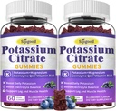 2 Pack Potasium Citrate Gummies, Potasium Suplemen Kesehatan Muscle, Rangka Kram Kaki & Electrolite Keseimbangan, Vegan, Non-GMO, Gluten- Free, Blueberry Flavor, 120 Count