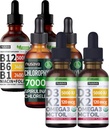 NUSAVA Strawberry Flavored D3 K2, Chlorophill, & Vitamin B12 Liquid Drops Bundle - Enable Liquid Vitamin for Heart, Energy, Brain & Imune Dukung - Non-GMO, Gluten- Free, 2pk Each