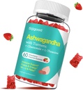Ashwagandha Gummies dengan L- Theanine, Ashwa Root Suplemen Gummy for Women, 60 Strawberry Flavored Gummies