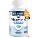 Freeda Vitamin A 15.000 IU - Retinyl Palmiate - Vegan, Kosher, No Fish - Eye, Vision, Imune & Skin Dukung - Tiny Easy- Swallow Tablet - VIT A Vitamin A Suplemen - 250 Tablet