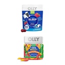 Anak OLLY Sleep Gummy, Melonatin, L Theanine, Chamomile, 60 Count dan Anak Multivitamin Gummy Worms, Vitamin A C D E Bs Zinc, 70 Count