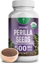 Lampiran Benih Organik Perilla dengan 9% Akif Rosmaric - USDA Disertifikasi - Bantuan Allergy, Respiratory dan kekebalan Booster- Th2 Cytokin, Secara alami Operasi Luteolin - 500mg 90 kapsul