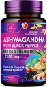 Ashwagandha 2.100 mg - Ashwagandha Suplemen Perempuan di Veggie Capsules with Powder & Root Extract, Black Pepper for High Absorpsi, Plant Based, Non-GMO, Bottoms in the USA - 60 Vevgie Capsules