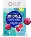 OLLY Mellow Buddies L 'OLLY Pops, L- Theanine, Choline, Omega-3 ALA, Anak 4 + Dietary Suplemen Lolipop, Mendukung Fungsi Otak Tenang & Kesehatan, * Vegan, Raspberry Flavored, 25 Count