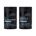 Penelitian Olahraga Kekuatan Ganda L- Theanine Suntheanine untuk Fokus, Relaksasi dan Kesederaan Tidak-Drowsy Dukungan + Coconut Oil 60 & Triple Kekuatan Omega 3 Minyak Ikan 1250mg Burpless Omega3 EPA & DHA