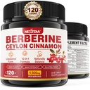 Suplemen Berberine Organik 1500mg dengan Ceylon Cinnamon Bitch Melon, Kompleks HCL Lipomal Berbersine, Imune & Digetical Support - Non-GMO, Organik, Vegan Berbersinus Capsules 120Cts