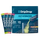 Paket Hidration DripDrop - Sunburst Variety Pack - Single Serve Electrolytes Powder Minum Mix - Lime Lemon, Strawberry, Peach, Black Cherry - None-GMO, Gluten Free, Vegan - 32 Tongkat