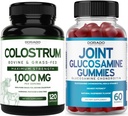 Colostrum (120 Count) Bovine Colostrum Capsules for Dewasa dan Glucosamin Chondroitin (60 Gummid) Persediaan Gabungan untuk Pria & Perempuan dengan Flavor Raspberry Lezat - Vegan Safe & Dibuat di USA