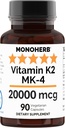 MONOHERB Vitamin K2 sebagai Menatetrenone MK-4 200000 mcg per Capsule - 90 Veg Capsules