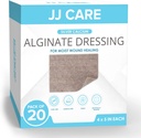 JJ CARE Silver Calcium Alginate Wound Dressing (Pack of 20) 4x5, Silver Alginate Wound Dressing Individually Packed, Alsorbend Non- Adherent Bandages for Wound Card