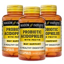 Mason Probiotic Acidophilus Natural, 150 Day Suppply, Support Regularity and Normal Ditrable with Pectin & Calcium, 100 Kapsul (Paket 3)
