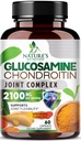 Glucosamin Chondroitin MS2100mg Kompleks - Bersama Dukungan Dukungan untuk Mobility Gabungan & Comfort Untuk Pria dan Wanita dengan Turmeric & Boswellia, Suplemen Glucosamin Triple Kekuatan - 60 Kapsul