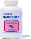MAJOR Banofhen Diphenhydramine HCI 50 mg Kapsules - Sementara Bantuan dari The Symtoms of Hay Fever dan Upper Repiratory Alleggies - Antihistamin - Obat Allergy - 1000 Capsules (1- Pack)