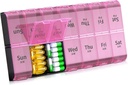 Daviky XL Large Weekly Pill Organizer 2 Times sehari, Ekstra 7 Day Pill Box AM PM, Daily Case Medicine Organizer dengan 14 Kompartemen, Day Night Container for Fish Oils, Vitamin, Suplemen