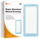 Carbou Super Absorbent Wound Dressing 4 "x 8", 10 Individual Pack, Non Adhesive Absorbend Bandages for Wound Care, Soft Alvery Absorbent Dressing, Non Stick Gauze Pads for Wounds