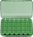 Odaro Weekly Pill Organizer 4 Kali sehari, Kotak Pil Harian 7 Hari, Kasus Besar Pill Travel dengan 28 Kompartemen untuk Memegang Obat-obatan, Vitamin dan Suplemen - Olive Penuh
