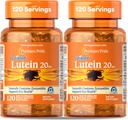 Puritan 's Pride Premium Mintigold Lutein Carotenoid 20mg with lexanthin for Men and Women, Dietary Support for Eye Health, 8 Month Supply, 120 Ezin-To- Swallow Softgels, 2 Pack