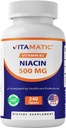 Vitamin Niasin (Vitamin B3) 500mg, Rilis Tertahan, 240 Tablet - Non-GMO & Gluten Bebas