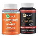 Quhol CoQ10 & Turmeric: Curcumin Turmeric, 2400mg, 105 Capsules & Ultra CoQ10 100mg, 90 Softgels
