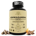 Akar Ashwagandha Organik & Irish Sea Moss - 3.600 mg Aswagandha Suplemen dengan Minyak Benih Hitam, & Burdock Root untuk Energi, Tenang, Mood, & Wellness, 120 Caps
