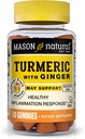 MASON NATURAL Turmeric dengan Ginger Gummies, Natural Joint Dukung & Antioksidant Formula, Tropical Fruit Flavor, 60 Gummies