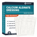 Calcium Alginate Wound Dressing Pads, 4 "x 4" Patch [10 Individual Pack], High Absorbency Dressing, Soft Wound Care Products, Comfortable & Gentle and Non Stick Gauze Pads for Weund Care