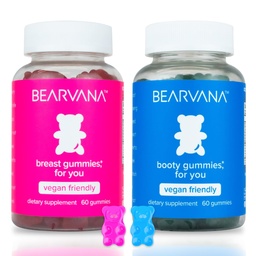 BEARVANA Top & Peach Dukung Combo Pack Gummies for Women 124; 9 Ekstraksi Herbal termasuk Fenugreek, Maca & Fennel 124; Esvisin Vitamin 124; Berry Flavor 124; 2- Pack (120 Gummies)