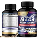 Root Organik Maca, Ashwagandha, Panax Ginseng Suplemen - 90 Capsules 3 bulan dengan Fenugreek, Tongkat Ali & More - Dukung Produksi Energi & kekebalan