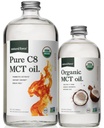 Natural Force Organic Pure C8 + Organic Full Spectrum MCT Minyak - USDA Organik, Non GMO, 100% Murni Coconut MCTs - Keto, Paleo, Vegan, dan Kosher - 32 Oz & 16 Oz Glass Bottles