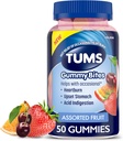 TuMS Gummy Bite Dietary Supplement for Occational Heartburn Relief, Upset Homach and Acid Internable, Assored Fruit Flavors - 50 Count