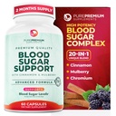 PurePremium Normal Gula Dukungan Tambahan - 20 Active Ingreations Complex untuk Mendukung Tingkat Gula Darah Sudah di Jangkauan Normal - dengan Cinnamon, Melon, Chromium, Mulberry - 60ct