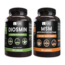 PURE ORIGINAL INGREDIENTS Diosmin dan MSM Bundle, 365 Capsules Masing-masing, Tidak ada magnesium atau Rice Fillers, Selalu Murni