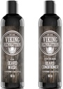 Viking Revolution Shampo dan Conditioner Set - Top-tier Beard Kit dengan Argan & Joba Oil untuk Healthy Beard Growth, No Gitching atau Irritation, Rich Lather, Eucalyptus Scent (10 oz)